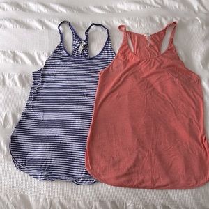 Two Lululemon racer back tank tops size 10